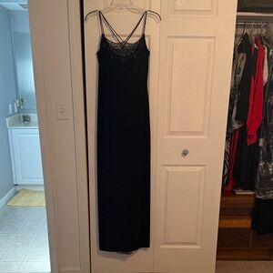 Dave & Johnny Black Beaded Slip Maxi Dress